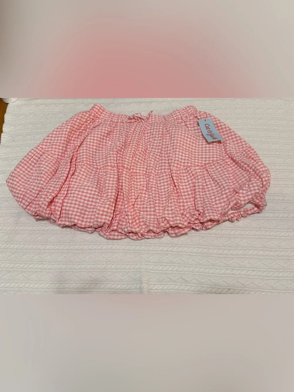 Cat & Jack Pink Gingham Tiered Skirt
